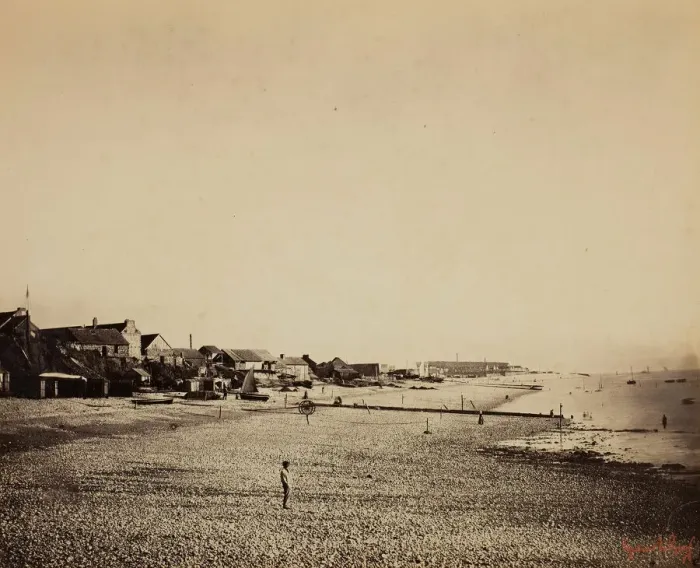 Framed Print : The Beach at Sainte-Adresse, 1856 / 57. Creator: Gustave Le Gray Framed Print : The Beach at Sainte-Adresse, 1856 / 57. Creator: Gustave Le Gray
