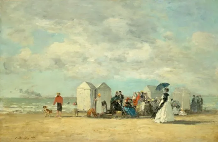 Framed Print : Beach Scene, 1862. Creator: Eugene Louis Boudin Framed Print : Beach Scene, 1862. Creator: Eugene Louis Boudin