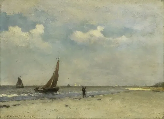 Framed Print : Beach Scene, c.1870-c.1903. Creator: Jan Hendrik Weissenbruch Framed Print : Beach Scene, c.1870-c.1903. Creator: Jan Hendrik Weissenbruch