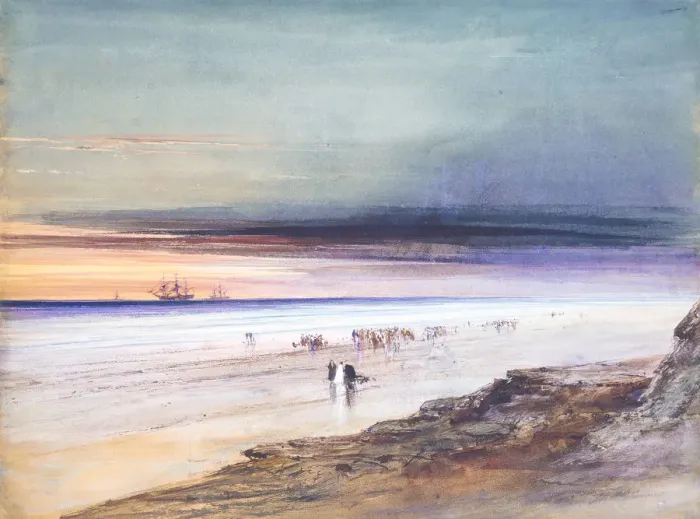 Framed Print : Beach Scene, ca. 1865. Creator: James Hamilton Framed Print : Beach Scene, ca. 1865. Creator: James Hamilton