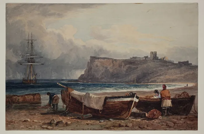 Framed Print : Beach Scene with Fishing Boats, between 1803 and 1852. Creator: Samuel Prout Framed Print : Beach Scene with Fishing Boats, between 1803 and 1852. Creator: Samuel Prout