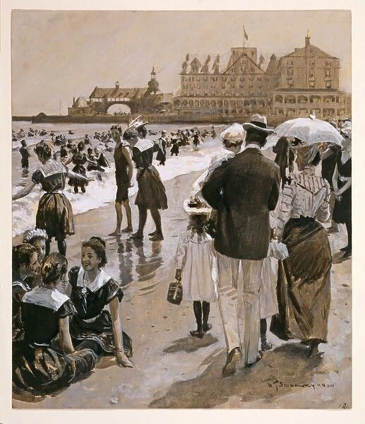 Beach Scene from Harpers Weekly, pub. 1900. Creator: William Thomas Smedley (1858 - 1920)
