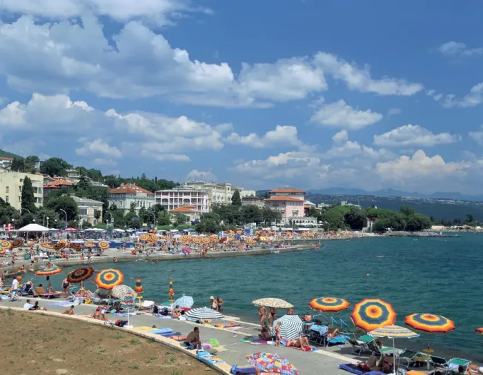 Framed Print : Beach scene, Opatija, Croatia Framed Print : Beach scene, Opatija, Croatia