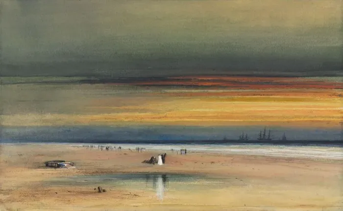 Framed Print : Beach Scene at Sunset, c. 1865-1870. Creator: James Hamilton (American, 1819-1878) Framed Print : Beach Scene at Sunset, c. 1865-1870. Creator: James Hamilton (American, 1819-1878)