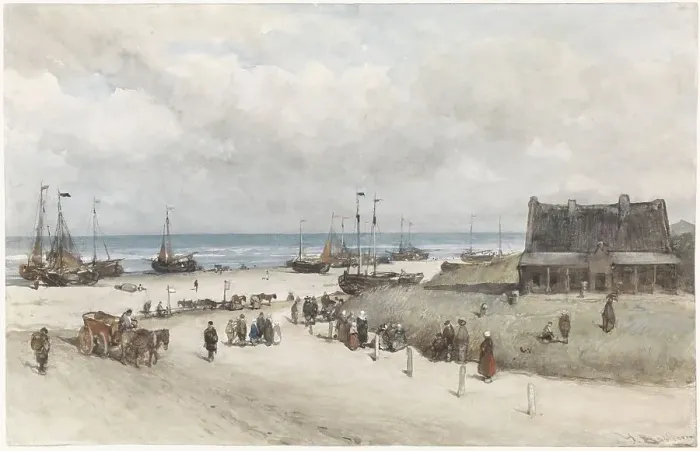 Framed Print : The Beach at Scheveningen, 1873. Creator: Johannes Bosboom Framed Print : The Beach at Scheveningen, 1873. Creator: Johannes Bosboom