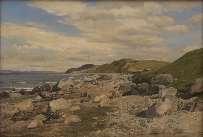 Framed Print : Beach section at Helgenæs, 1877. Creator: Janus Andreas Bartholin la Cour Framed Print : Beach section at Helgenæs, 1877. Creator: Janus Andreas Bartholin la Cour