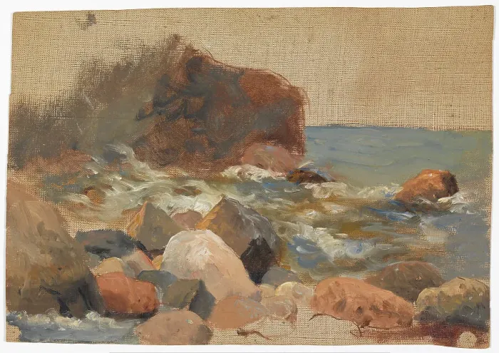 Framed Print : Beach stones; unfinished. Creator: Oscar Kleineh Framed Print : Beach stones; unfinished. Creator: Oscar Kleineh