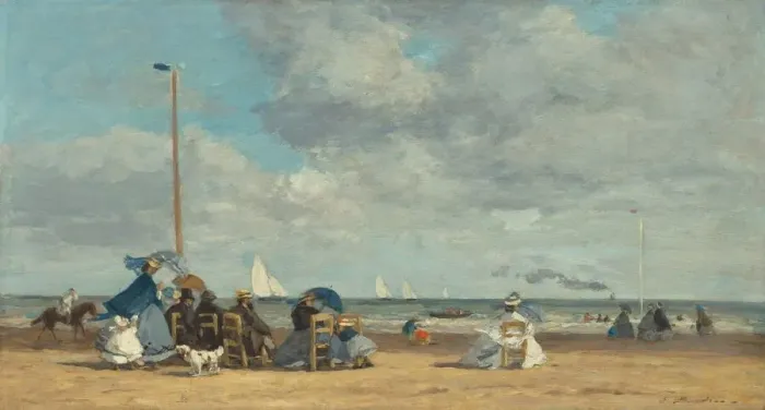 Framed Print : Beach at Trouville, 1864 / 1865. Creator: Eugene Louis Boudin Framed Print : Beach at Trouville, 1864 / 1865. Creator: Eugene Louis Boudin