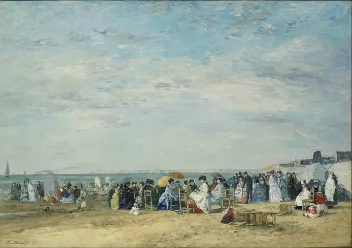 Framed Print : The Beach at Trouville. Artist: Boudin, Eugene-Louis (1824-1898) Framed Print : The Beach at Trouville. Artist: Boudin, Eugene-Louis (1824-1898)