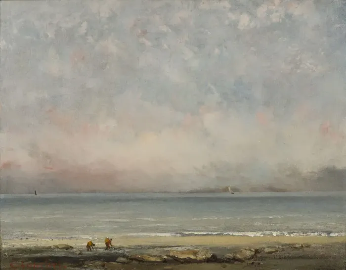 Framed Print : The beach at Trouville, ca 1865. Creator: Courbet, Gustave (1819-1877) Framed Print : The beach at Trouville, ca 1865. Creator: Courbet, Gustave (1819-1877)