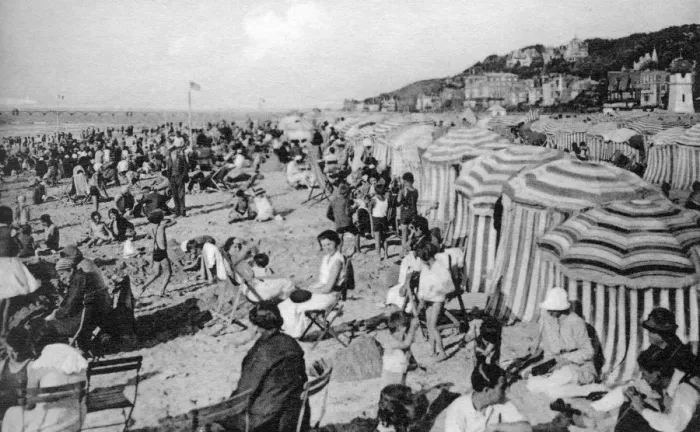 Framed Print : The beach, Trouville, France, c1920s Framed Print : The beach, Trouville, France, c1920s