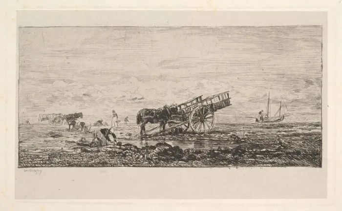 Framed Print : The Beach at Villerville, 1837-78. Creator: Charles Francois Daubigny Framed Print : The Beach at Villerville, 1837-78. Creator: Charles Francois Daubigny