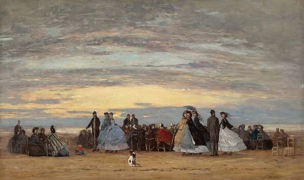 The Beach at Villerville, 1864. Creator: Eugene Louis Boudin