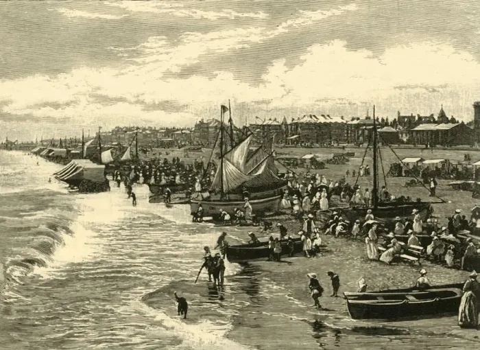 Framed Print : The Beach, Yarmouth, 1898. Creator: Unknown Framed Print : The Beach, Yarmouth, 1898. Creator: Unknown