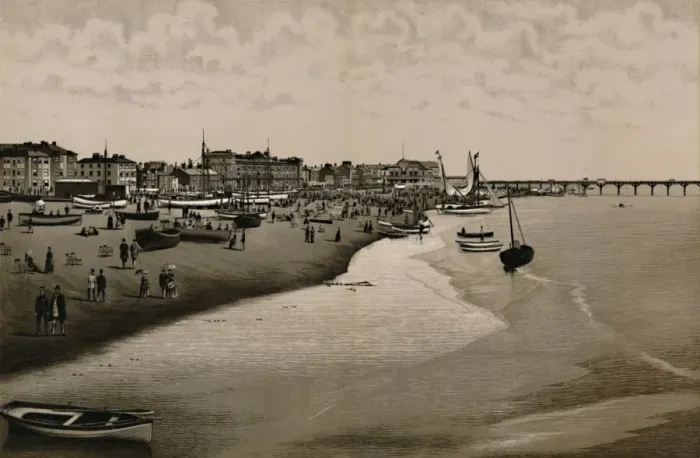 Framed Print : The Beach, Yarmouth, c1880. Creator: Unknown Framed Print : The Beach, Yarmouth, c1880. Creator: Unknown
