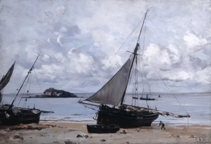 Framed Print : Beached Boats at St Jean, 1884. Artist: Emmanuel Lansyer Framed Print : Beached Boats at St Jean, 1884. Artist: Emmanuel Lansyer