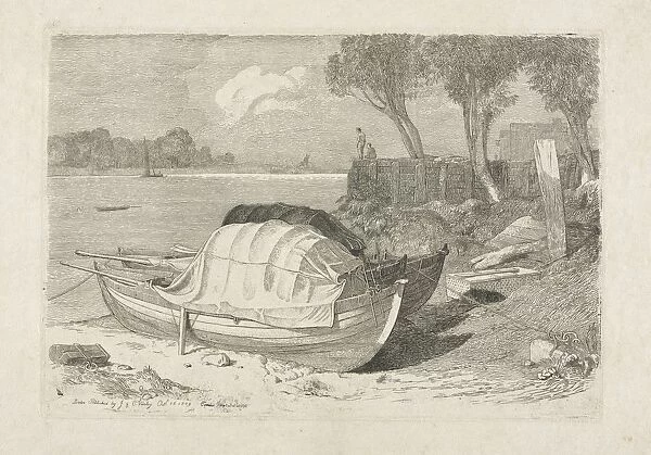 Two Beached Fishing Boats, 1809. Creator: Cornelius Varley (British, 1781-1873)