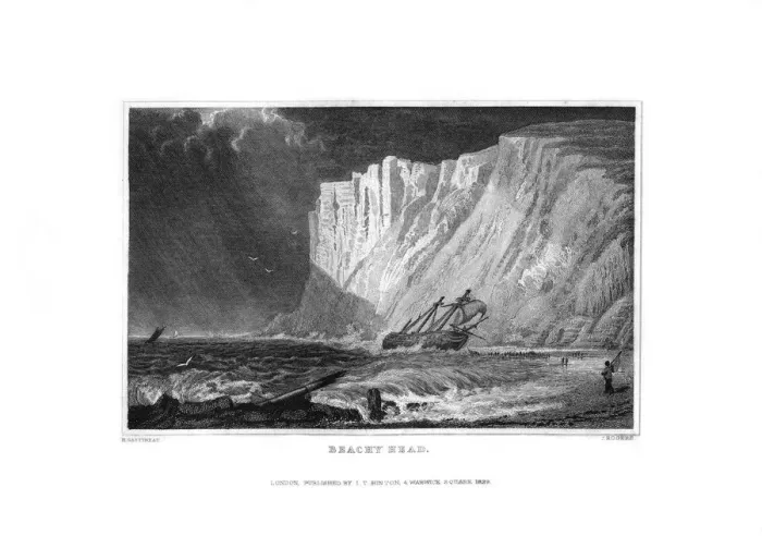 Framed Print : Beachy Head, East Sussex, 1829. Artist: J Rogers Framed Print : Beachy Head, East Sussex, 1829. Artist: J Rogers