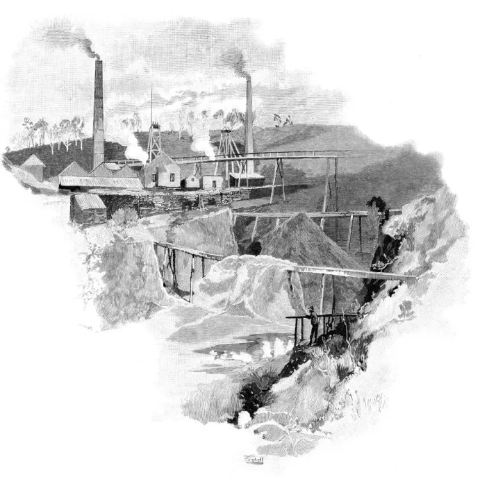 Framed Print : Beaconsfield Gold Mines, Tasmania, Australia, 1886