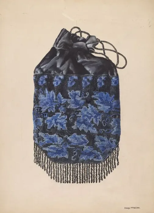 Framed Print : Beaded Bag, c. 1936. Creator: James McLellan Framed Print : Beaded Bag, c. 1936. Creator: James McLellan