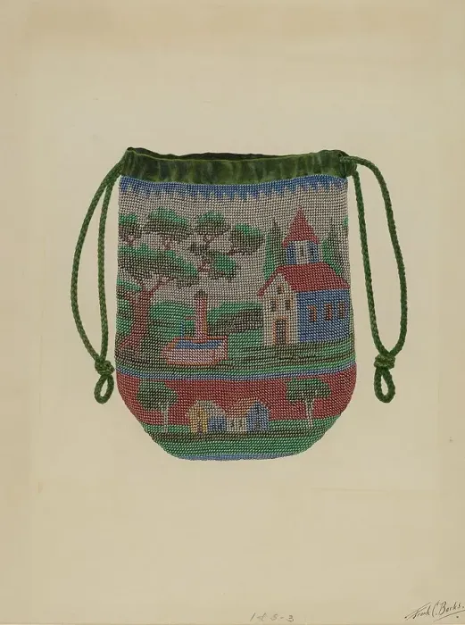 Framed Print : Beaded Bag, c. 1937. Creator: Frank C. Barks Framed Print : Beaded Bag, c. 1937. Creator: Frank C. Barks