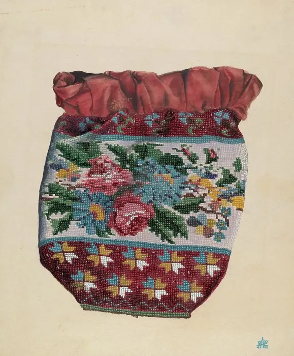 Framed Print : Beaded Bag, c. 1938. Creator: Ralph Atkinson Framed Print : Beaded Bag, c. 1938. Creator: Ralph Atkinson