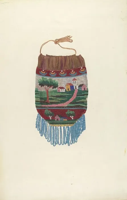 Framed Print : Beaded Bag, c. 1939. Creator: Lucille Lacoursiere