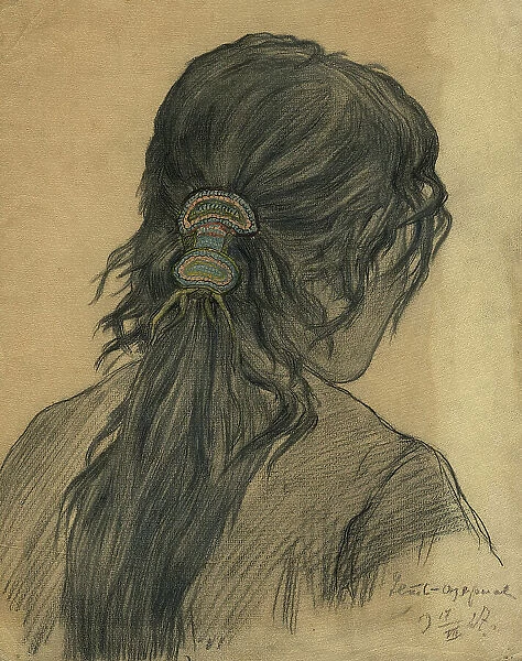 Beaded Hairpin in a Woman's Hair, Ust'-Ozernoe, 1927. Creator: Dmitrii Innokent'evich Karatanov