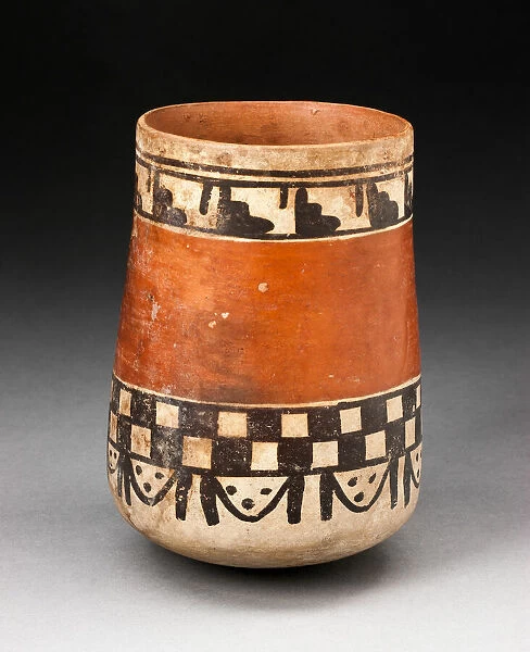 Beaker with Bands of Geometric Motifs, 180 B. C.  /  A. D. 500. Creator: Unknown