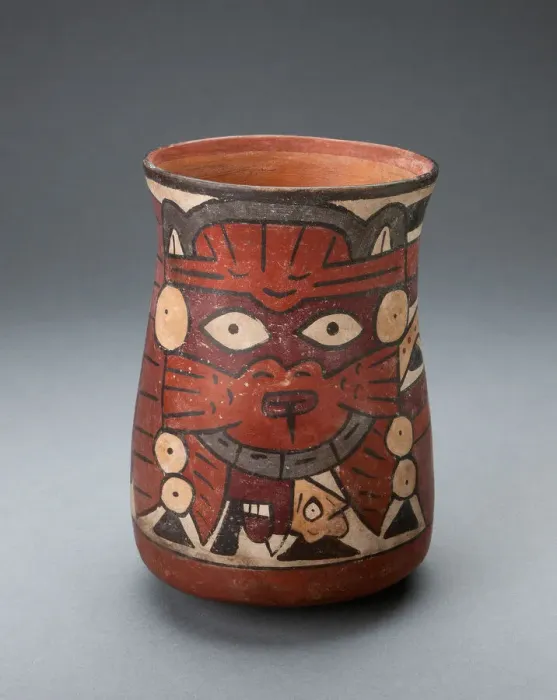 Framed Print : Beaker Depicting a Costumed Performer Holding Decapitated Head, 180 B. C.  /  A. D. 500