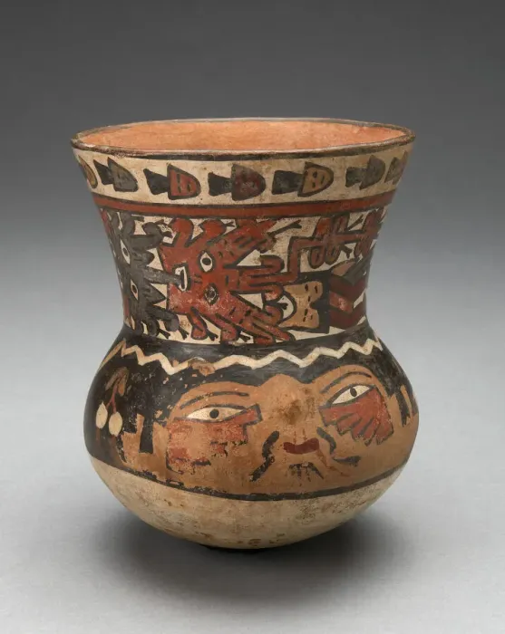 Framed Print : Beaker Depicting Human Head and Abstract Costumed Figures, 180 B. C. / A. D. 500 Framed Print : Beaker Depicting Human Head and Abstract Costumed Figures, 180 B. C. / A. D. 500