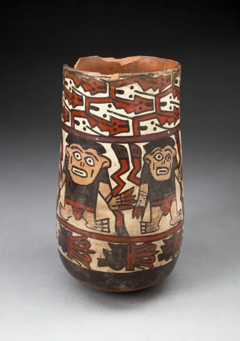 Framed Print : Beaker Depicting Rows of Figures Holdings Staffs or Plants with Geometric Motifs, 180 B. C Framed Print : Beaker Depicting Rows of Figures Holdings Staffs or Plants with Geometric Motifs, 180 B. C