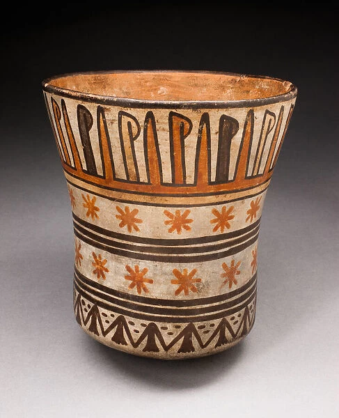 Beaker with Horizontal Bands of Geometric Motifs, 180 B. C.  /  A. D. 500. Creator: Unknown