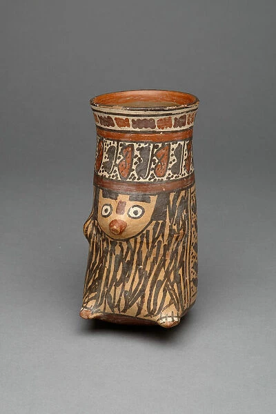 Beaker Molded in the Form of a Costumed Figure or Animal, 180 B. C.  /  A. D. 500