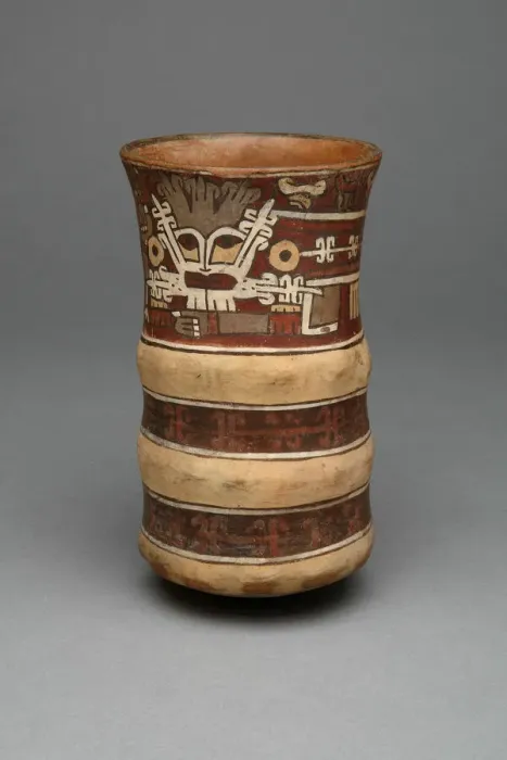 Framed Print : Beaker with Molded Horizontal Bands, Depicting a Masked Ritual Performer, 180 B. C. / A. D Framed Print : Beaker with Molded Horizontal Bands, Depicting a Masked Ritual Performer, 180 B. C. / A. D
