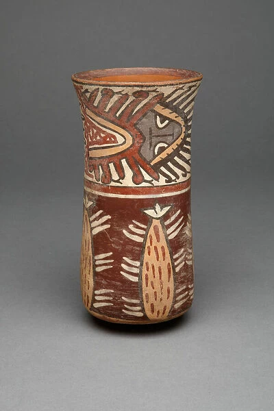 Beaker with Plants, Possibly Cacti, and Abstract Figures, 180 B. C.  /  A. D. 500