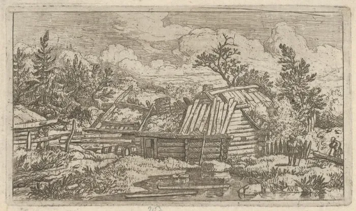 Framed Print : The Two Beams Floating in the Water, 17th century. Creator: Allart van Everdingen Framed Print : The Two Beams Floating in the Water, 17th century. Creator: Allart van Everdingen