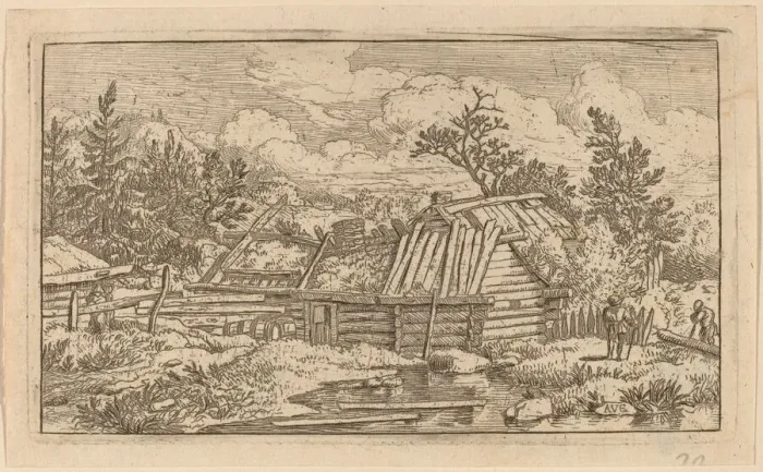 Framed Print : Two Beams Floating in the Water, probably c. 1645 / 1656. Creator: Allart van Everdingen Framed Print : Two Beams Floating in the Water, probably c. 1645 / 1656. Creator: Allart van Everdingen