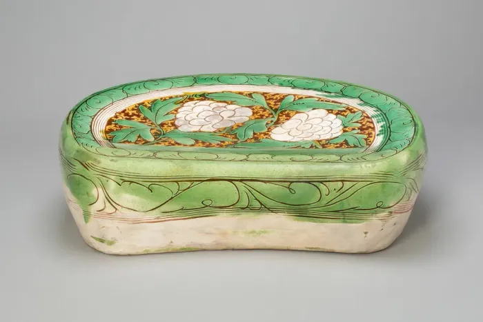 Framed Print : Bean-Shaped Pillow with Peony Scroll, Jin dynasty, (1115-1234), 12th / 13th century Framed Print : Bean-Shaped Pillow with Peony Scroll, Jin dynasty, (1115-1234), 12th / 13th century