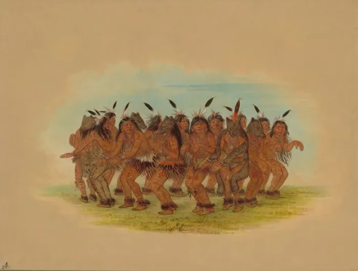Framed Print : Bear Dance - K nisteneux, 1861. Creator: George Catlin Framed Print : Bear Dance - K nisteneux, 1861. Creator: George Catlin