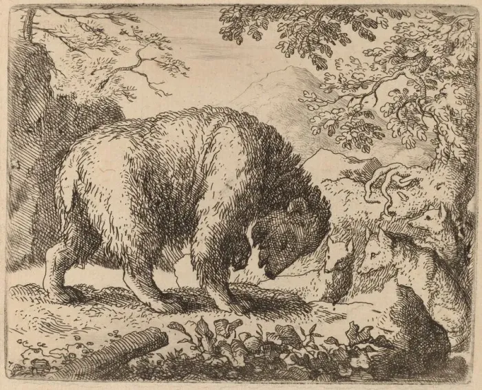 Framed Print : The Bear Distracted with Talk of Honey, probably c. 1645 / 1656 Framed Print : The Bear Distracted with Talk of Honey, probably c. 1645 / 1656