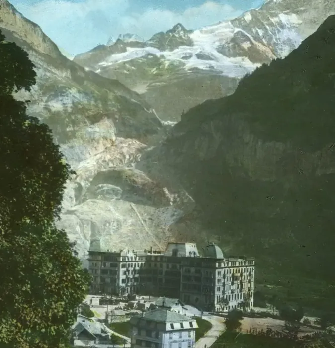 Framed Print : Bear Hotel, glacier and Fiescherhorn, Grindelwald, Switzerland, late 19th-early 20th century Framed Print : Bear Hotel, glacier and Fiescherhorn, Grindelwald, Switzerland, late 19th-early 20th century