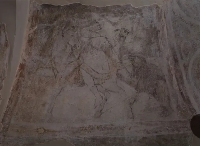 Framed Print : Bear Hunt, 11th century. Artist: Ancient Russian frescos Framed Print : Bear Hunt, 11th century. Artist: Ancient Russian frescos