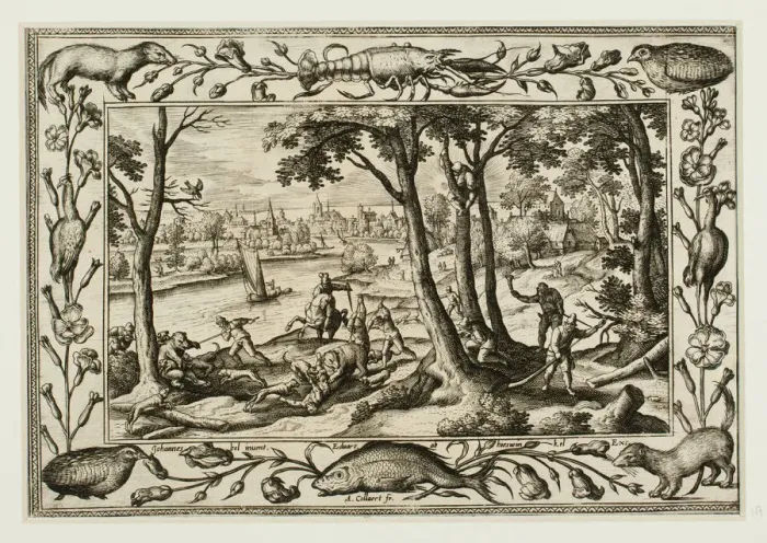Framed Print : Bear Hunt, from Landscapes with Old and New Testament Scenes and Hunting Scenes, 1584 Framed Print : Bear Hunt, from Landscapes with Old and New Testament Scenes and Hunting Scenes, 1584
