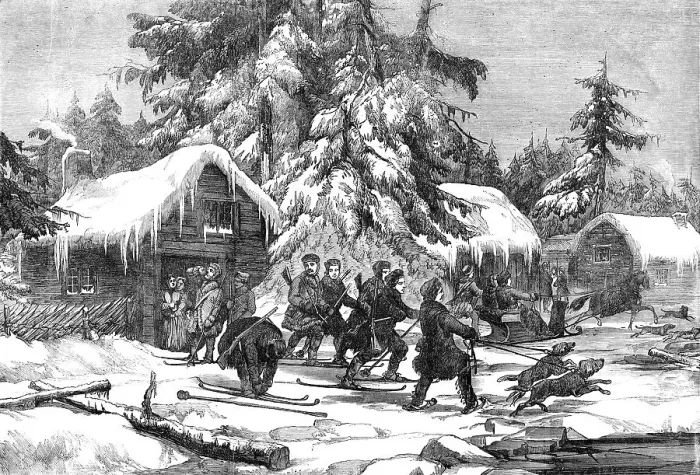 Framed Print : Bear-hunting in Sweden, 1856. Creator: Unknown Framed Print : Bear-hunting in Sweden, 1856. Creator: Unknown