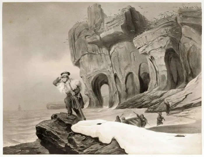 Framed Print : Bear Island from Voyages en Scandinavie, en Laponie, au Spitzberg et aux Feroe, pub Framed Print : Bear Island from Voyages en Scandinavie, en Laponie, au Spitzberg et aux Feroe, pub
