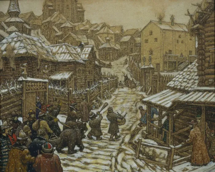 Framed Print : The bear trainers. Old Moscow, 1911. Artist: Vasnetsov, Appolinari Mikhaylovich (1856-1933) Framed Print : The bear trainers. Old Moscow, 1911. Artist: Vasnetsov, Appolinari Mikhaylovich (1856-1933)