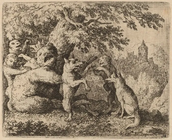 Framed Print : The Bear and the Wolf are Persecuted, probably c. 1645 / 1656 Framed Print : The Bear and the Wolf are Persecuted, probably c. 1645 / 1656