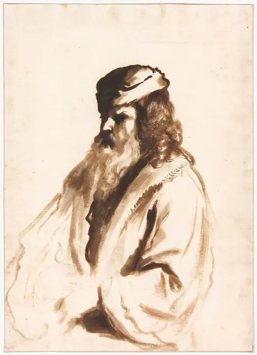 Framed Print : A Bearded Figure Wearing a Turban and Fur Coat, Half Length, Turned to the Right, c.1670. Creator: Gerbrand van den Eeckhout Framed Print : A Bearded Figure Wearing a Turban and Fur Coat, Half Length, Turned to the Right, c.1670. Creator: Gerbrand van den Eeckhout