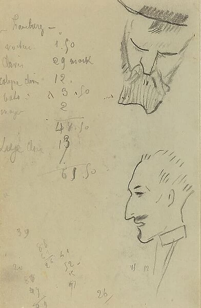 A Bearded Man and a Man in Profile [verso], 1884-1888. Creator: Paul Gauguin